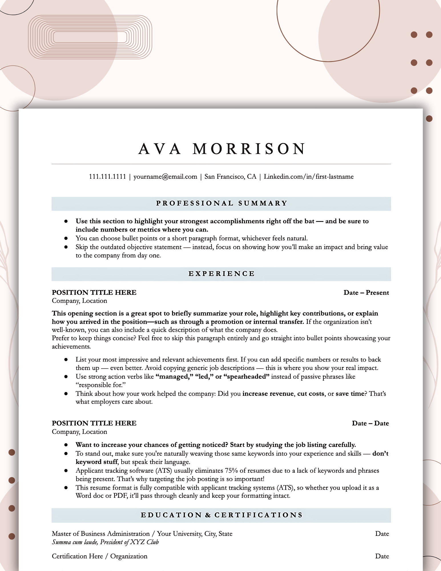 Business Resume 98%+ ATS Score image