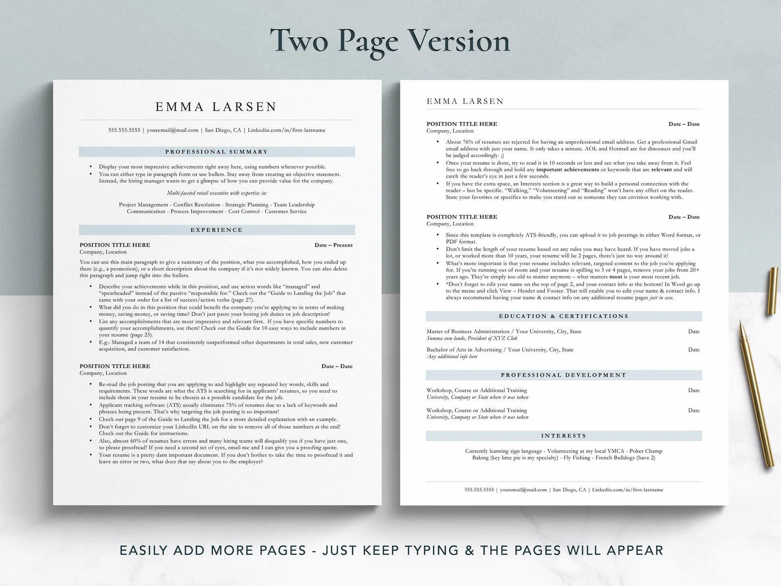 Business ATS Resume - View 1